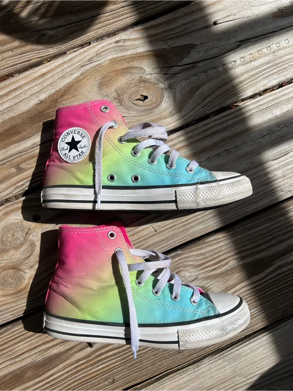 Converse Kids High Top Sneakers - Pink, Teal, Lime Gradient